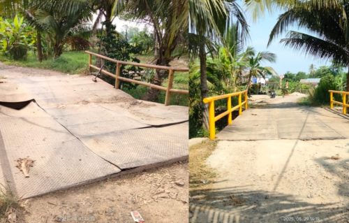 Dinas PUPR OI Perbaiki Jembatan Rusak Di Desa Kota Daro...